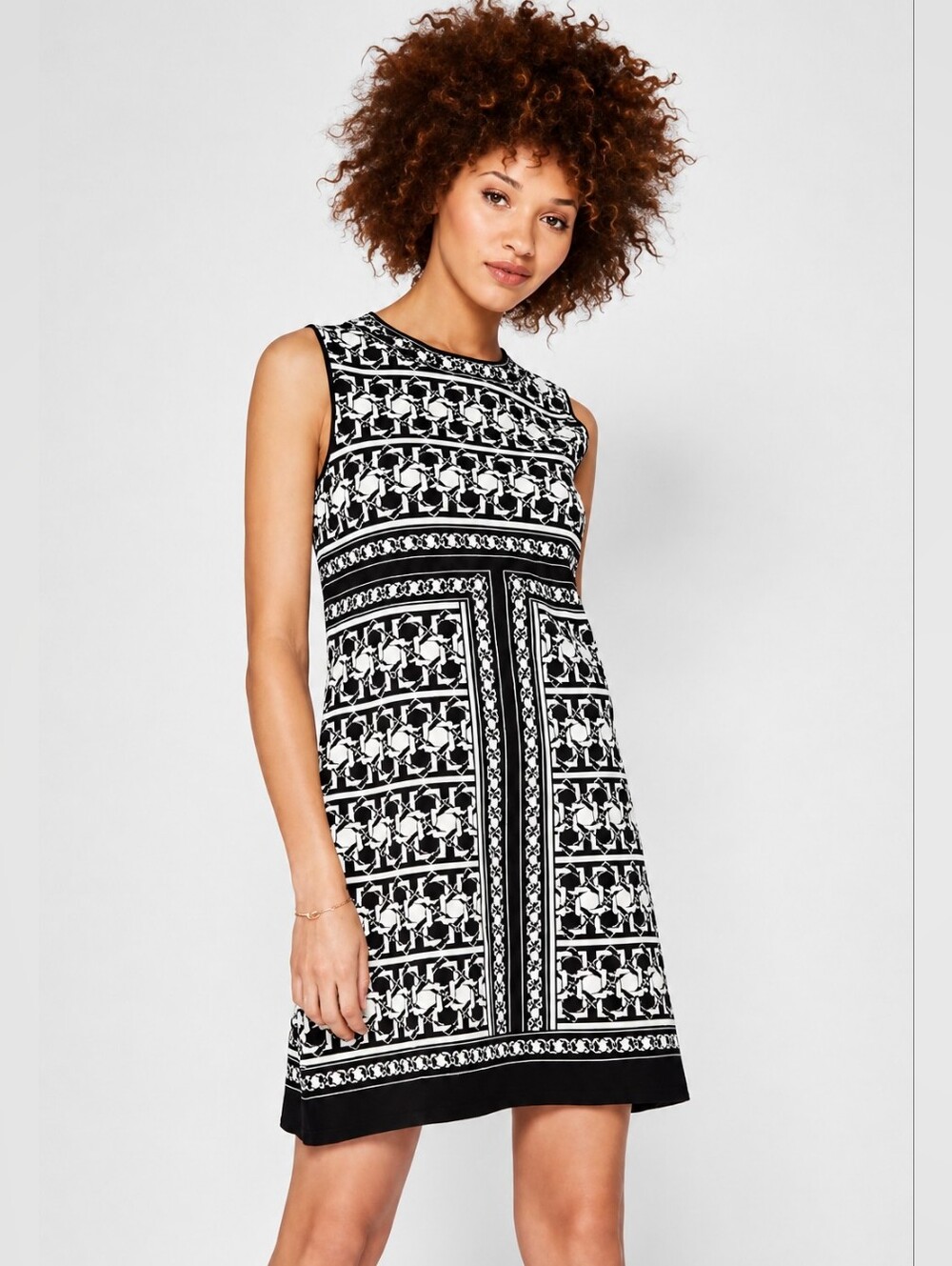 Ted Baker Jammiea Black & White Tesselation Knit Shift Dress | Size 3 (M)
